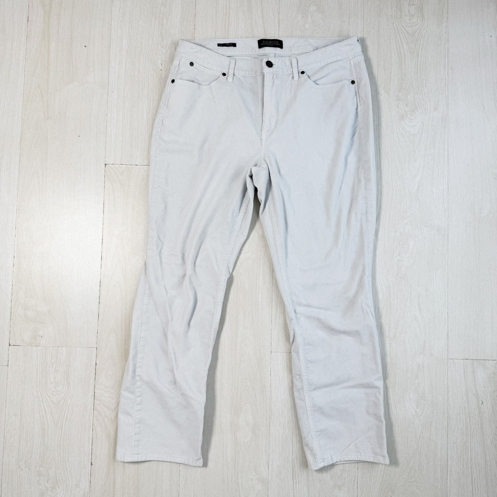 Talbots Flawless Five-Pocket Corduroy Pants Womens 12P Light Grey Straight Curvy